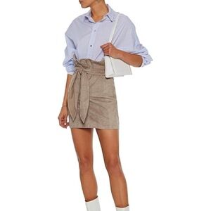 IRO Tie Waist Lamb Leather Mini Skirt in Taupe Size 36/ US S